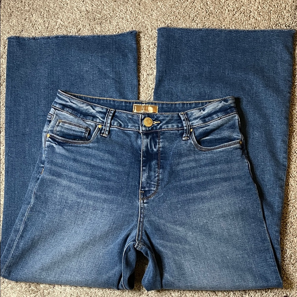 Kut From The Kloth Meg Fab Ab Wide Leg High Rise Jeans Women’s Size 8 Raw Hem